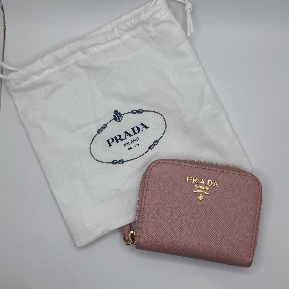 Prada Women's Blush Leather Compact Zippy Wallet